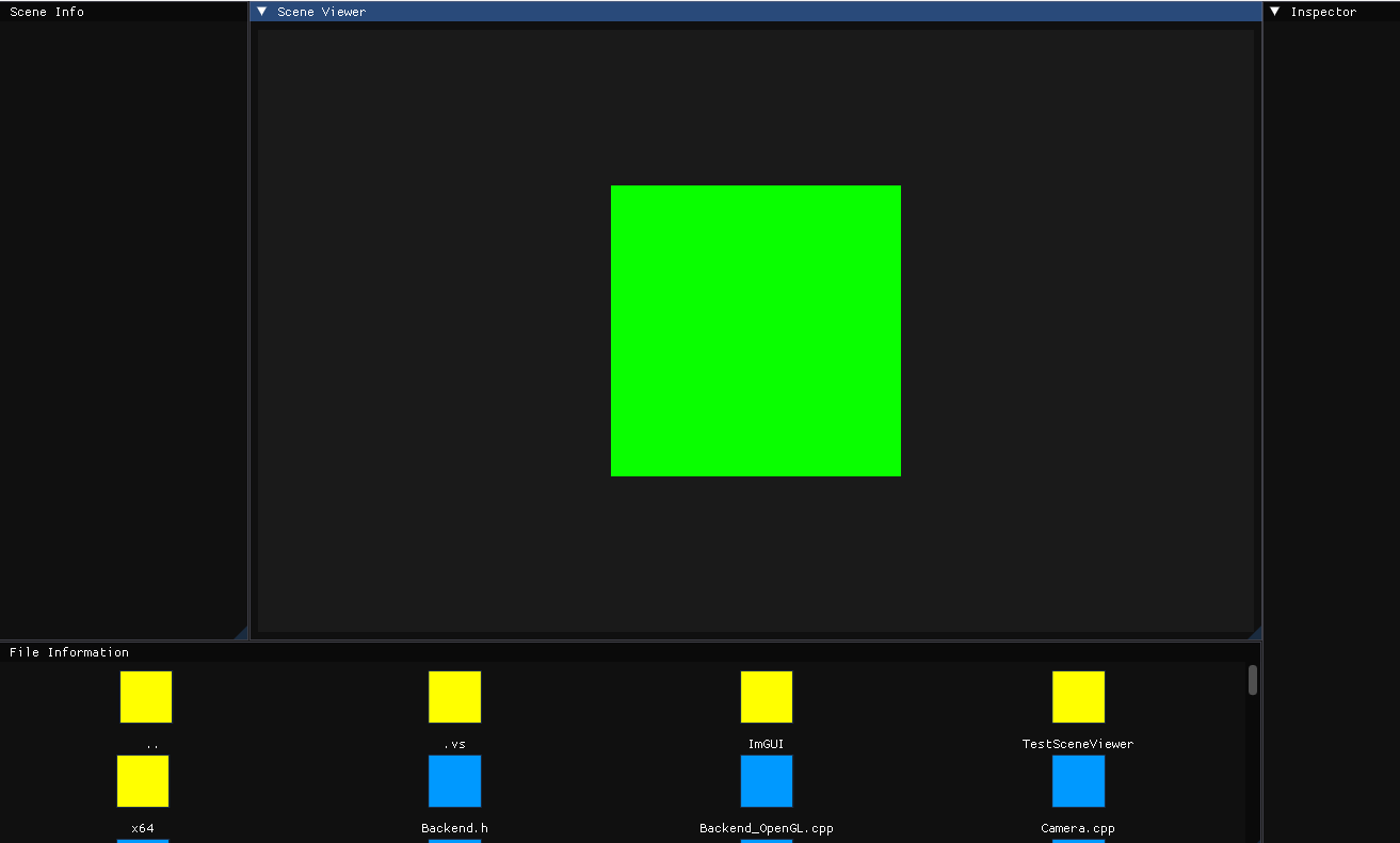 Editor of the simple engine showing its scene viewer